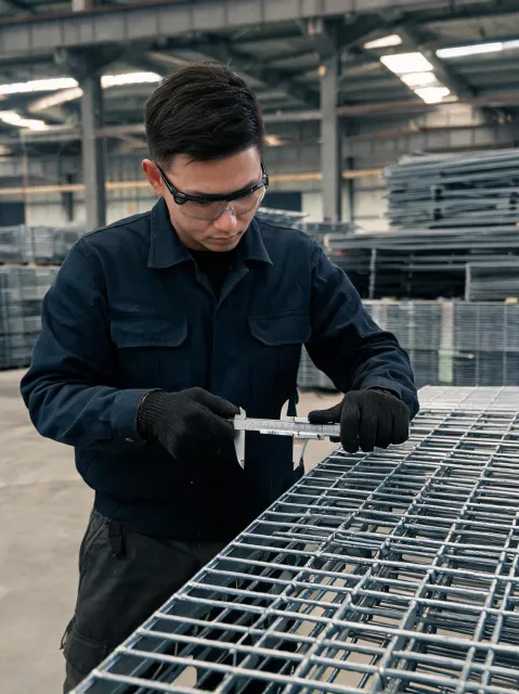 Fabrication specialist measuring bar grating