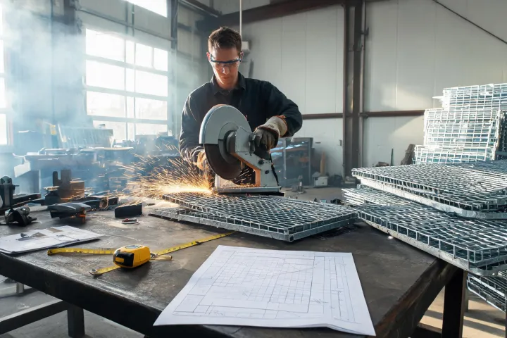McNichols fabrication cell cutting steel bar grating